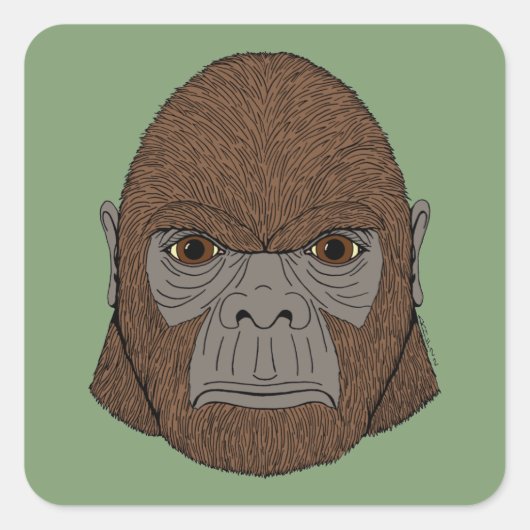 Bigfoot portret 1 (ape-achtig) vierkante sticker (Voorkant)