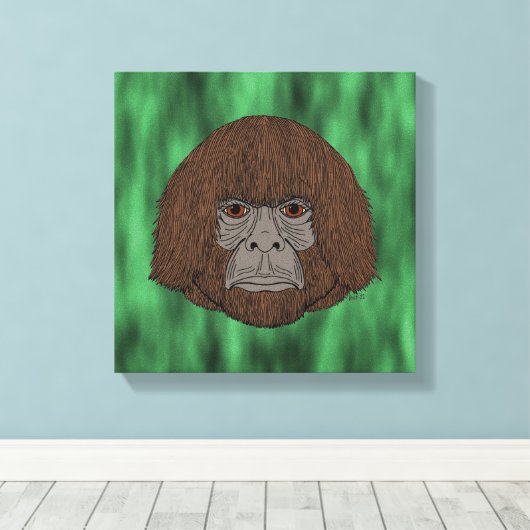 Bigfoot portret 2 (mensachtig) canvas afdruk (Insitu (Houten vloer))