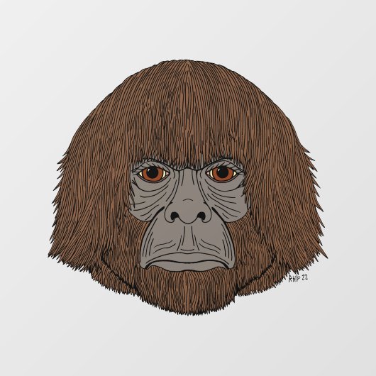 Bigfoot portret 2 (mensachtig) raamsticker (Vel)