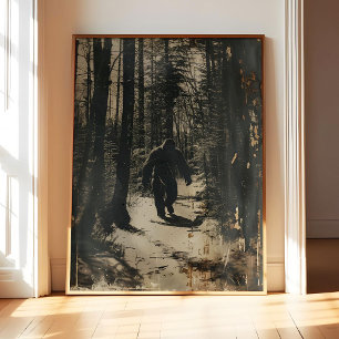 Bigfoot-poster-kunstprint, engelige wandkunst-schi poster