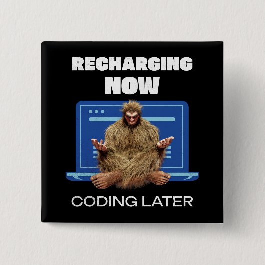 BigFoot Programmer Coder Software Developer Vierkante Button 5,1 Cm (Voorkant)