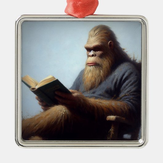 Bigfoot Reading Metalen Ornament (Voorkant)