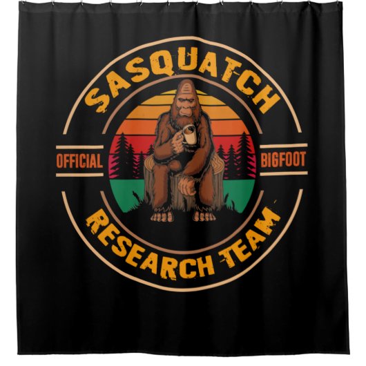 Bigfoot Research Team Retro  Sasquatch Douchegordijn (Voorkant)
