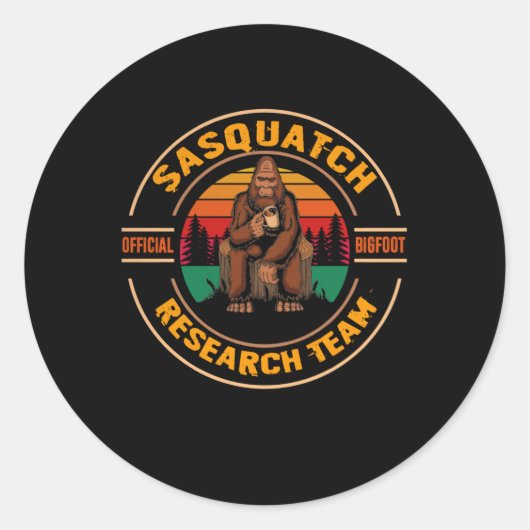 Bigfoot Research Team Retro  Sasquatch Ronde Sticker (Voorkant)