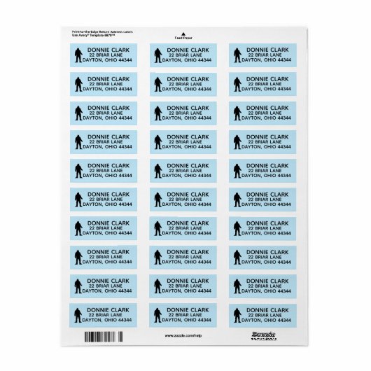 BIGFOOT RETOURADRES LABELS (Full Sheet)