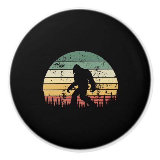 Bigfoot Retro Sunset Gift Keramische Knop (Voorkant)