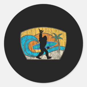 Bigfoot Retro Surfen Cadeau Voor Shaka Aloha Surfe Ronde Sticker