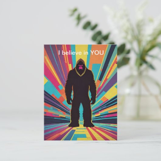 Bigfoot Retro Toekomstige Dimensie Positief Berich Briefkaart (Staand voorkant)