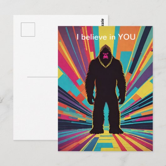 Bigfoot Retro Toekomstige Dimensie Positief Berich Briefkaart (Voorkant / Achterkant)