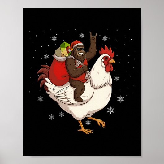 Bigfoot Ridder Kip Herten Kerst Kip Kerstmis Poster (Voorkant)