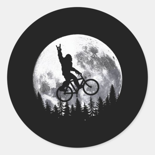 Bigfoot Ridding Mountainbike op Maan Fietsen Ronde Sticker (Voorkant)