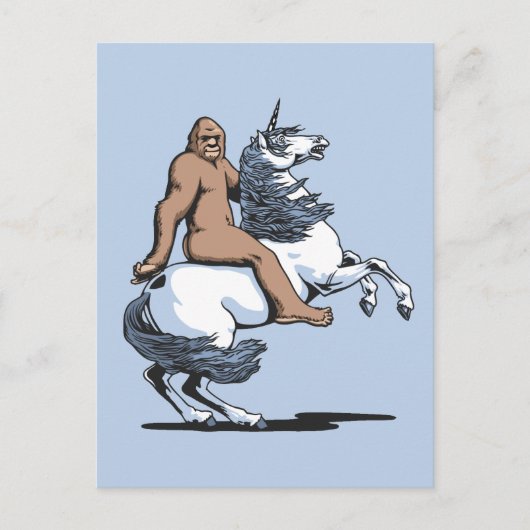 Bigfoot Riding a Unicorn Briefkaart (Voorkant)