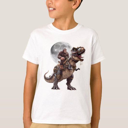 Bigfoot Riding Dinosaur Funny Sasquatch T-shirt (Voorkant)
