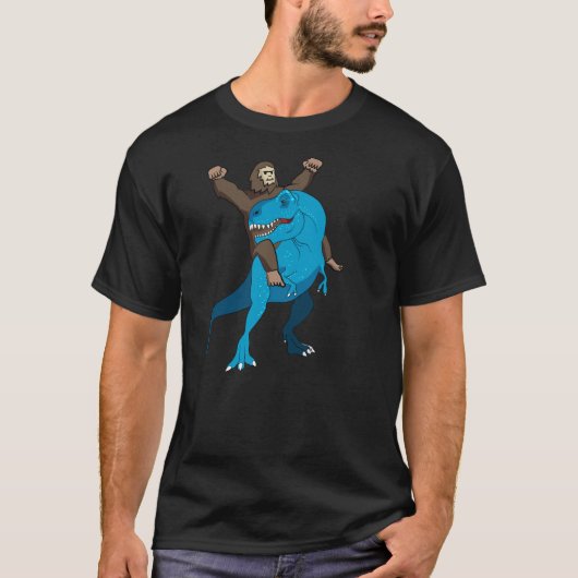 Bigfoot Riding Dinosaur Sasquatch T rex T-shirt (Voorkant)