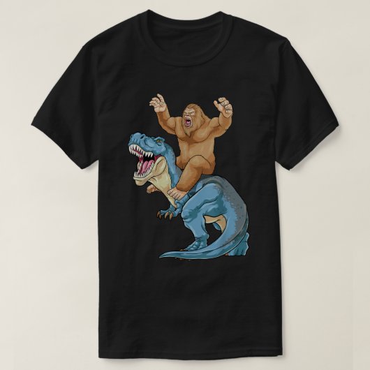 Bigfoot Riding Dinosaur T Rex Cute Sasquatch Dino T-shirt (Design voorkant)