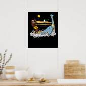 Bigfoot Riding Loch Ness Monster Funny Conspiracy Poster (Keuken)