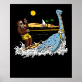 Bigfoot Riding Loch Ness Monster Funny Conspiracy Poster (Voorkant)