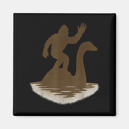 Bigfoot Riding Loch Ness Monster Funny Sasquatch  Magneet (Voorkant)