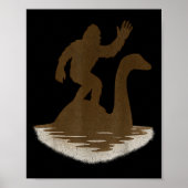 Bigfoot Riding Loch Ness Monster Funny Sasquatch  Poster (Voorkant)