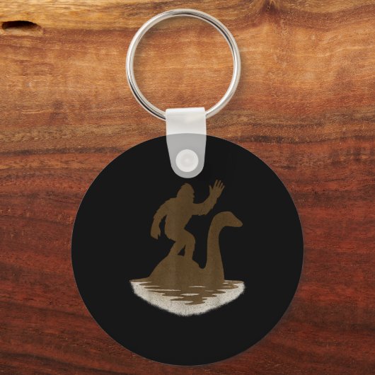 Bigfoot Riding Loch Ness Monster Funny Sasquatch  Sleutelhanger (Voorkant)