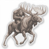 Bigfoot Riding Moose Sticker (Voorkant)