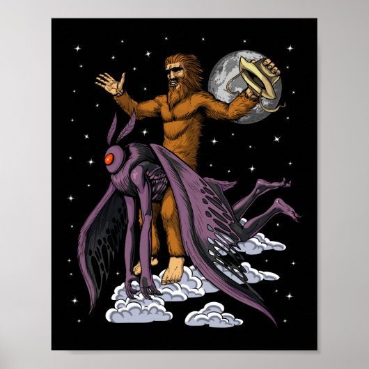 Bigfoot Riding Mothman Poster (Voorkant)