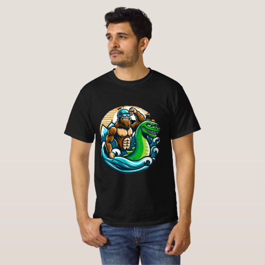 Bigfoot Riding Nessie T-shirt (Voorkant volledig)