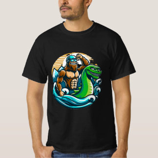 Bigfoot Riding Nessie T-shirt