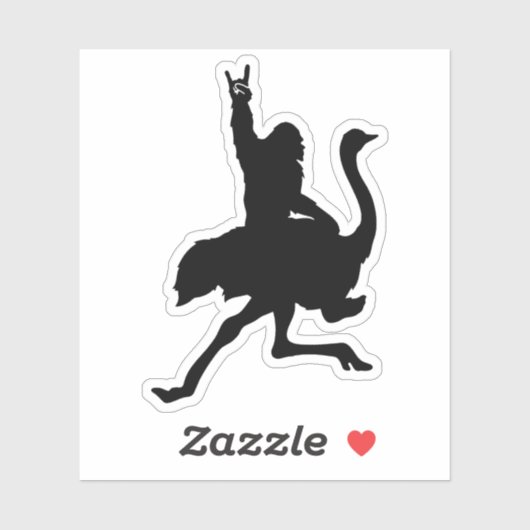 Bigfoot Riding Ostrich Sticker (Vel)