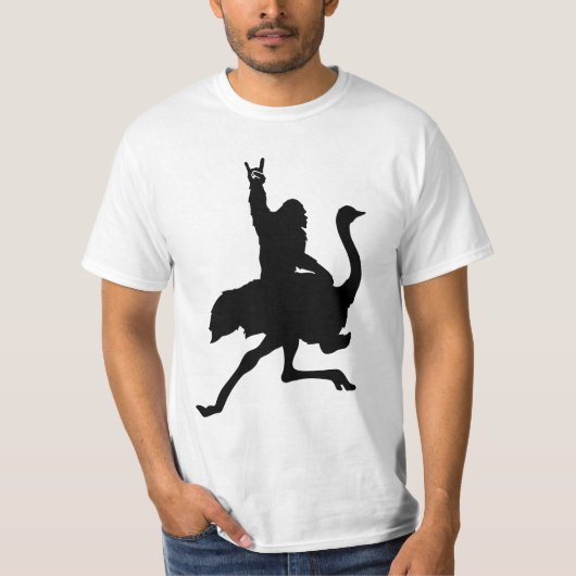 Bigfoot Riding Ostrich T-shirt (Voorkant)