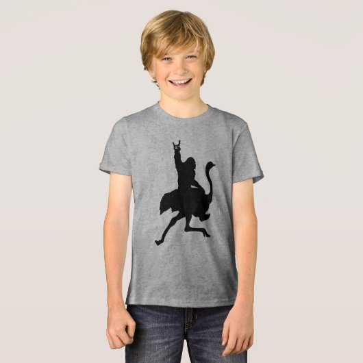 Bigfoot Riding Ostrich Tri-Blend Shirt (Voorkant volledig)
