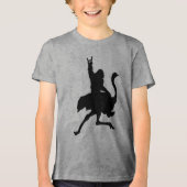 Bigfoot Riding Ostrich Tri-Blend Shirt (Voorkant)