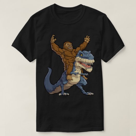 Bigfoot Riding T-Rex Funny Design T-shirt (Design voorkant)