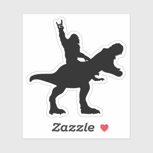 Bigfoot Riding T-Rex Sticker (Vel)