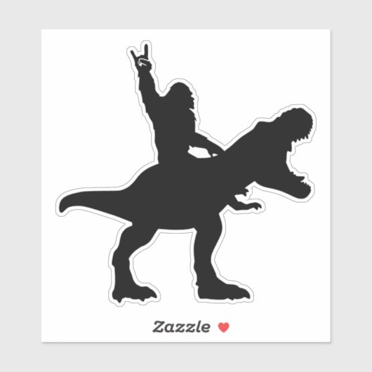 Bigfoot Riding T-Rex Sticker (Vel)