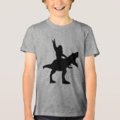 Bigfoot Riding T-Rex Tri-Blend Shirt (Voorkant)