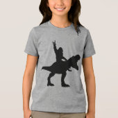Bigfoot Riding T-Rex Tri-Blend Shirt (Voorkant)