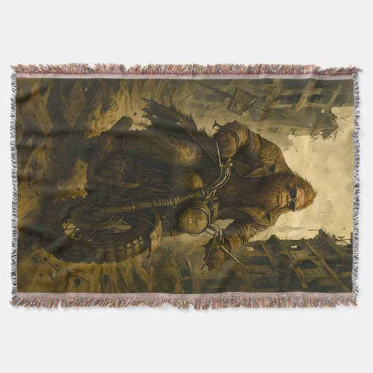 Bigfoot Riding Through a Post-Apocalyptic City Deken (Voorkant)