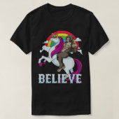 Bigfoot Riding Unicorn Rainbow Sasquatch Believe G T-shirt (Design voorkant)