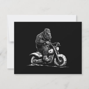 Bigfoot Rijden op een motorfiets Funny Sasquatch M Bedankkaart