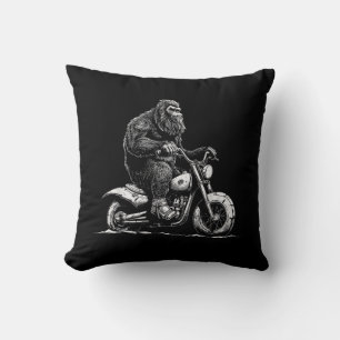 Bigfoot Rijden op een motorfiets Funny Sasquatch M Kussen