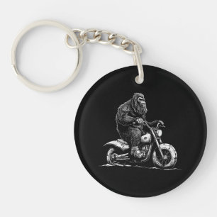 Bigfoot Rijden op een motorfiets Funny Sasquatch M Sleutelhanger