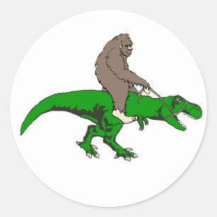 Bigfoot rijden T Rex Ronde Sticker