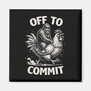 Bigfoot rijdt kip om grappige Sasquat te plegen Magneet