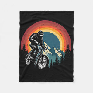 Bigfoot rijdt op een fiets Vintage Mountain Biking Fleece Deken
