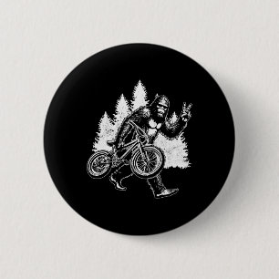 Bigfoot rijdt op een vintage mountainbike ronde button 5,7 cm