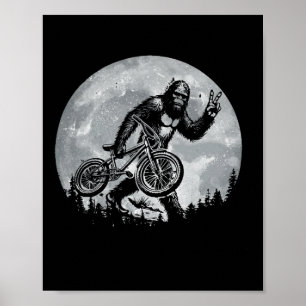 Bigfoot rijdt op vintage mountainbike poster