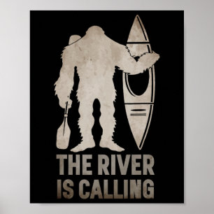 Bigfoot Rivier Kayak Sasquatch Camping Kano Cadeau Poster