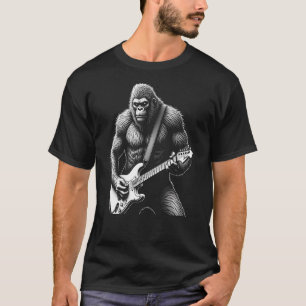 Bigfoot Rock Guitar Funny Mannen Graphic T-shirt