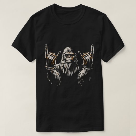 Bigfoot Rock On Grappige Sasquatch Kunst T-shirt (Design voorkant)